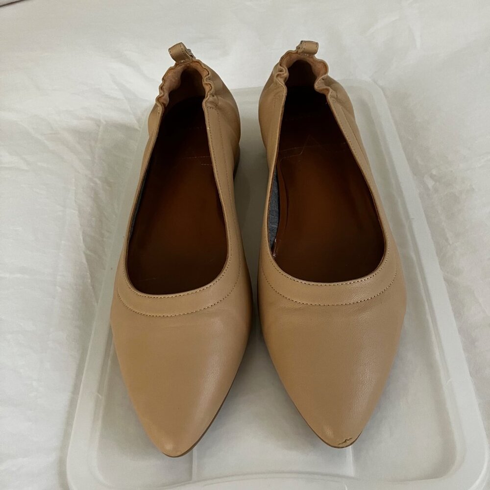 Aquatalia Beige Pointed-Toe Ballet Flats